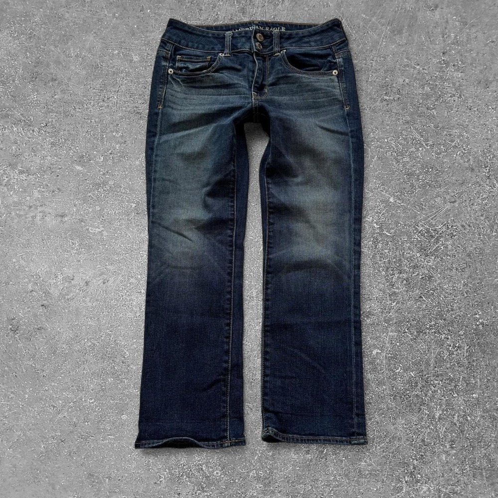 American Eagle Artist Crop Jeans Blue Dark Wash Y2K 2000s Size 2